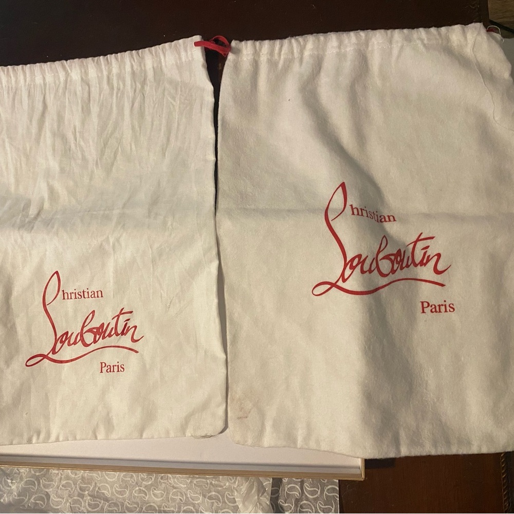 Christian Louboutin Cream Dust Bag with Red Logo